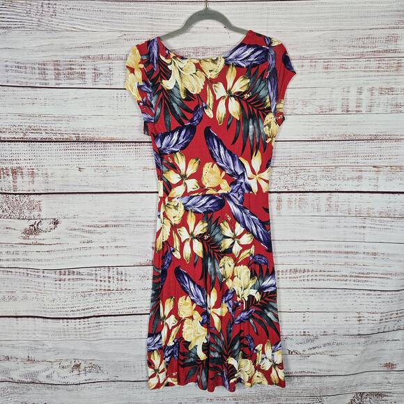Lascana Dress Womens Medium 40 Floral Tropical Print Short Sleeve Viscose Summer - Picture 2 of 13